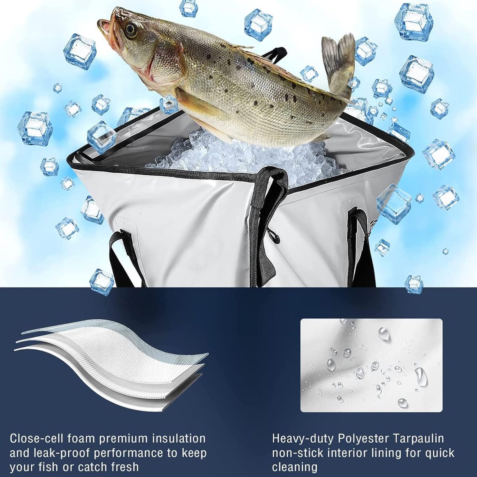 40x18'' Leakproof Fish Cooler Bag With Waterproof Zipper - Buffalo Gear 