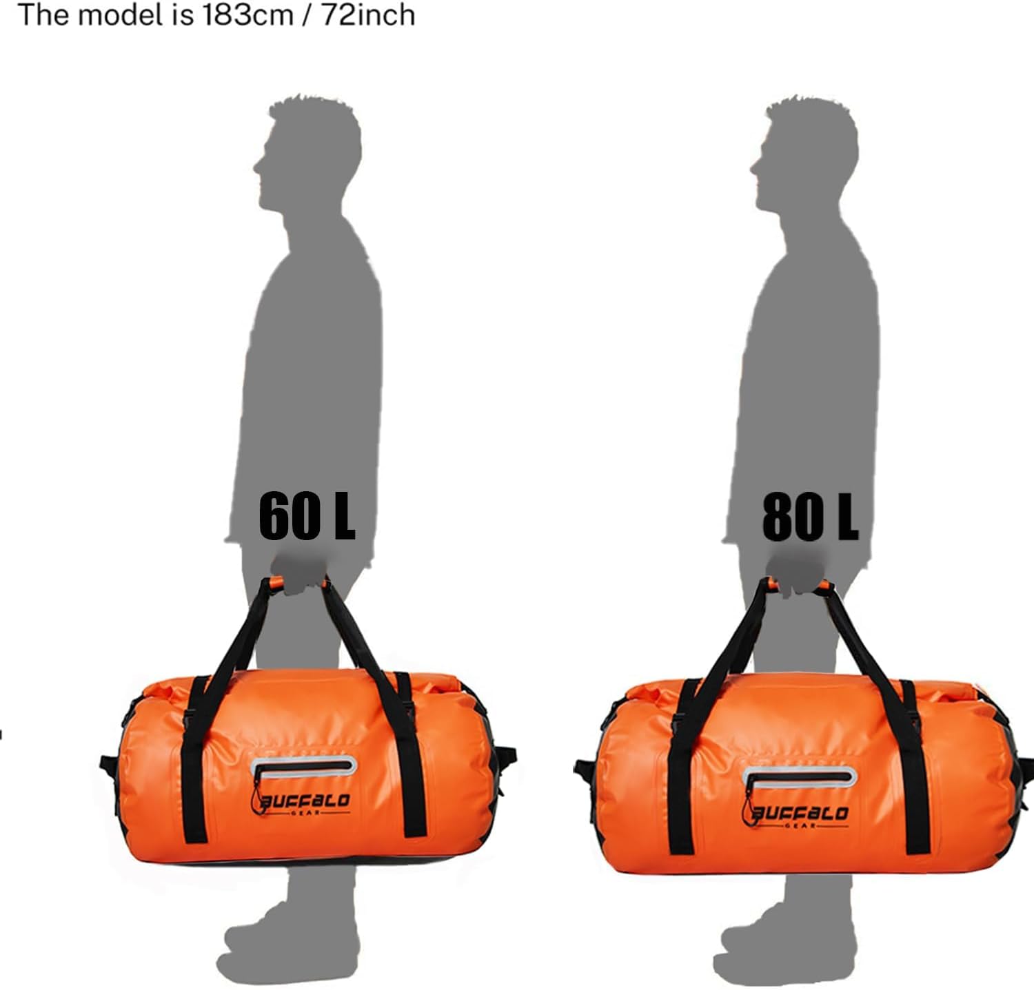 60L Waterproof Duffel Bag, Heavy Duty Dry Bag for Travelling - Buffalo Gear 