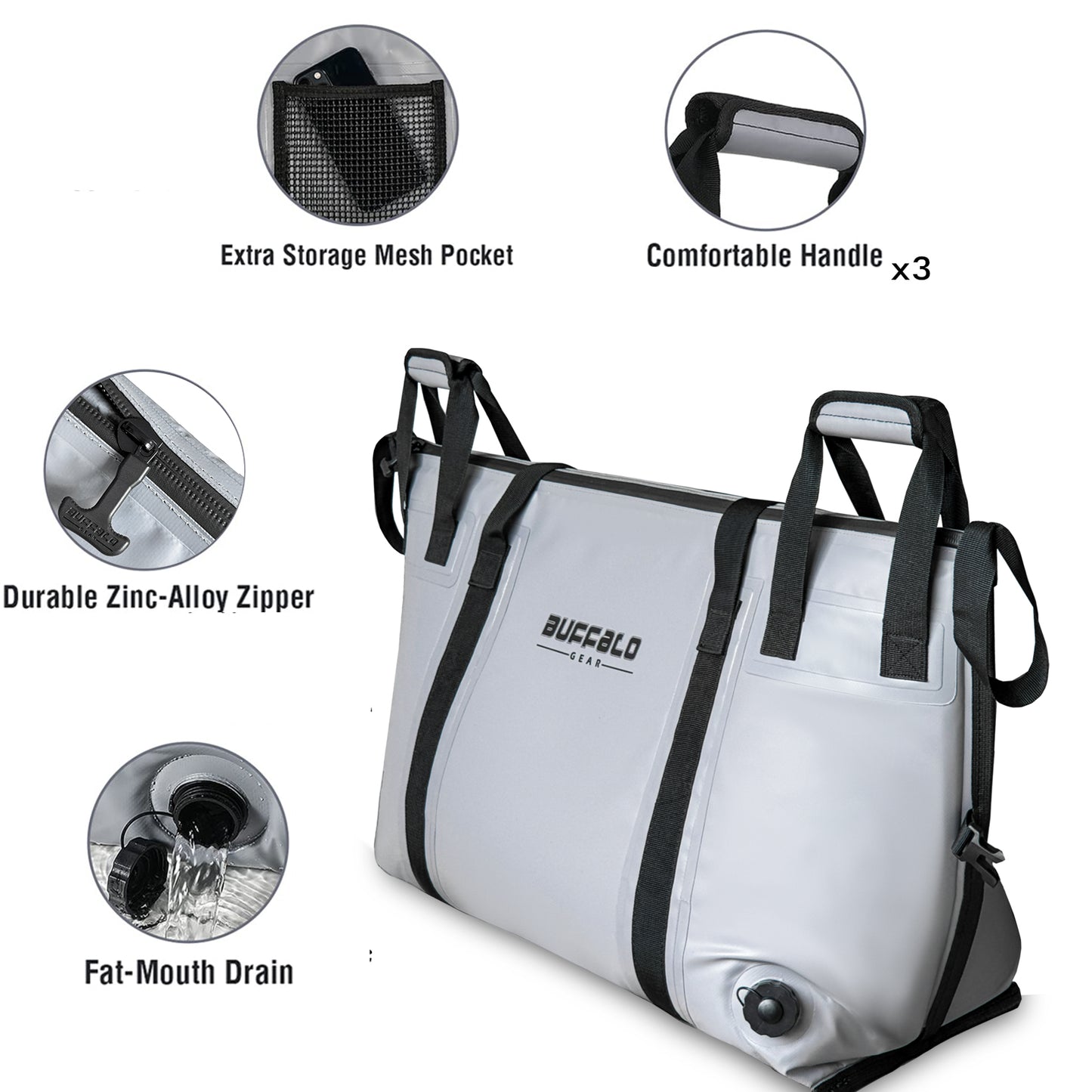 55L Insulated Fish Cooler Bag With Flat Bottom - Buffalo Gear 