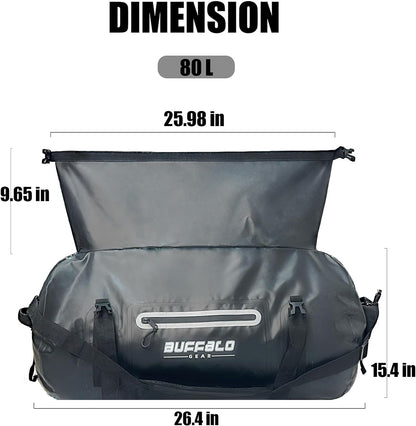 80L Roll Top Waterproof Duffel Dry Bag - Buffalo Gear 