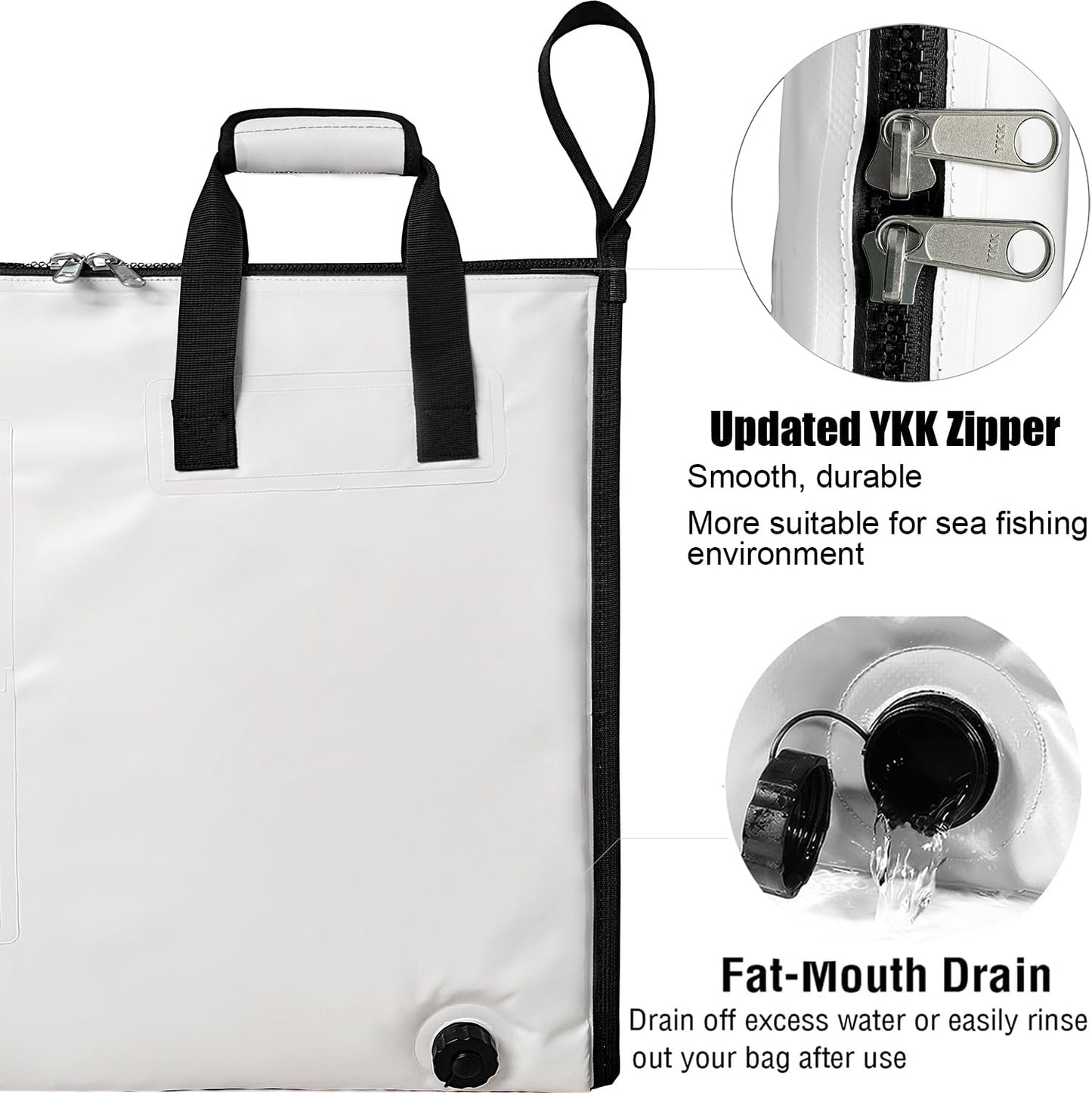 60x24'' Collapsible Insulated Fish Cooler Bag with Waterproof Zipper - Buffalo Gear 