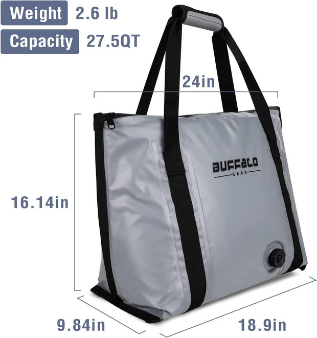 Buffalo Gear Fish Tournament Weigh in Bag with Removable Mesh  Insert,24x25in Heavy Duty Weigh in Bag for Bass Fishing with Waterproof  Zipper,Drain
